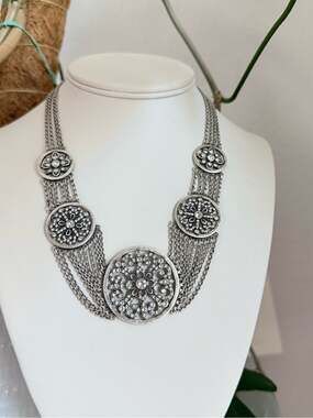 Touchstone Crystal Silver Multi Chain Necklace